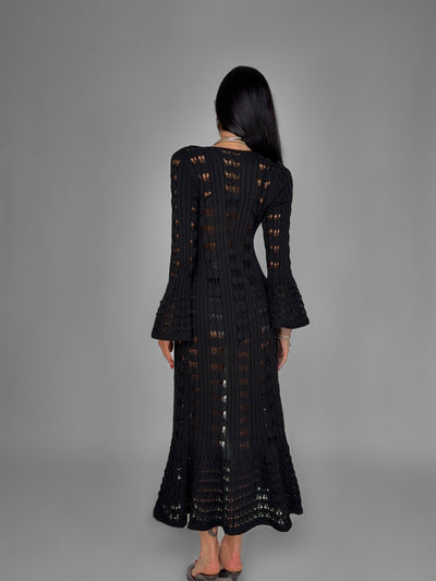 Cardigan Long Crochet-Black