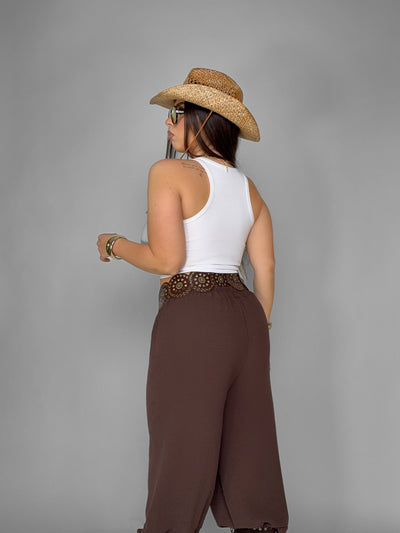 CURVY FIT - Pantalone Refined Line-Brown