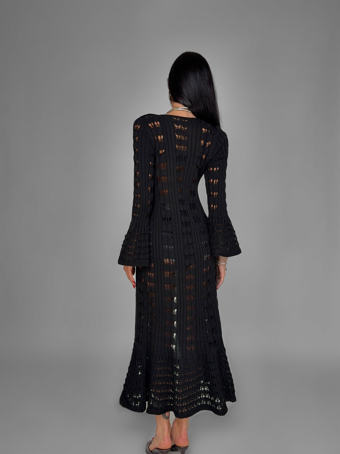 Cardigan Long Crochet-Black