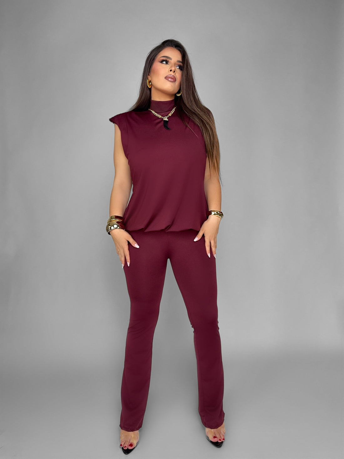 CURVY FIT - Tuta Sleekline-Cherry Red