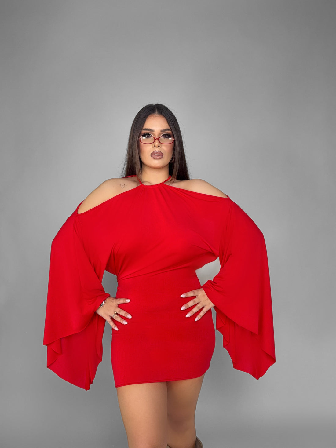 CURVY FIT - Abito Ethereal-Red