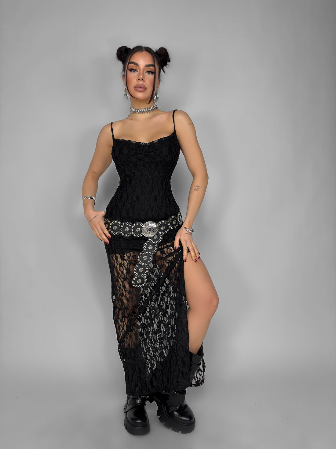 Abito Romantic Lace-Black