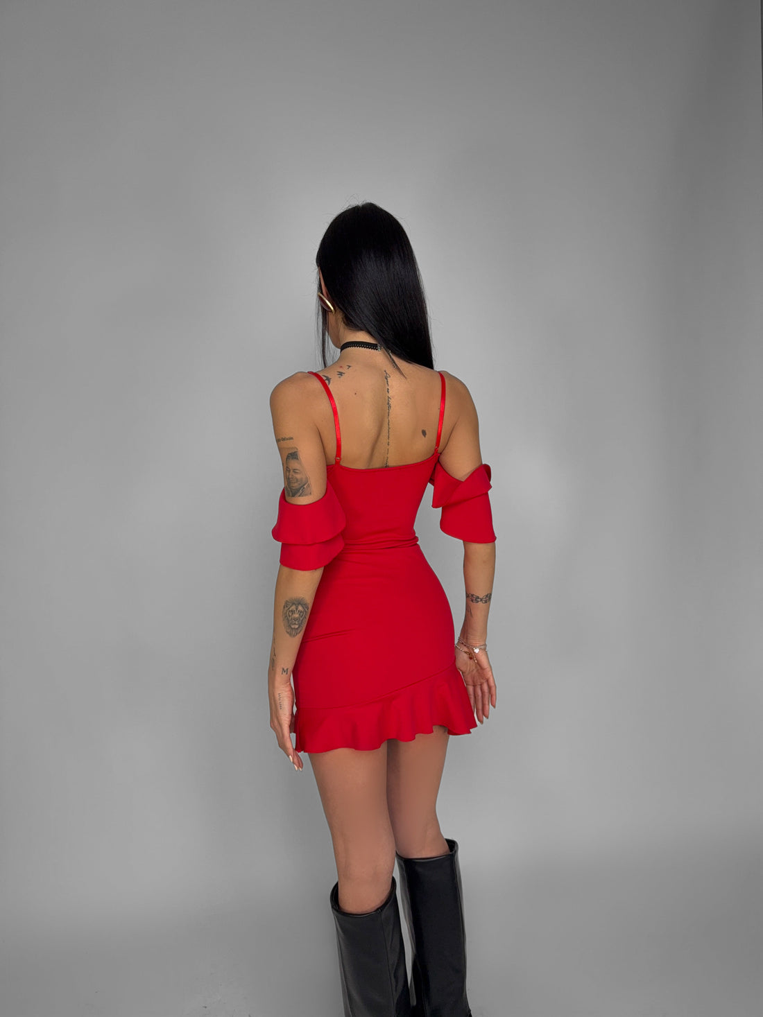Abito Ruffle Line-Red