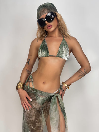 Set bikini + bandana + gonna Naomi Verde