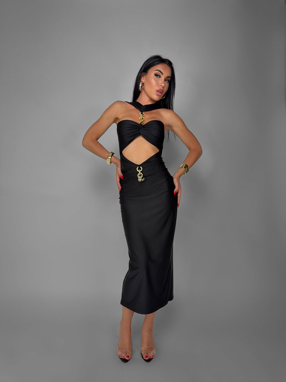 Abito Glam Gold Ring-Black