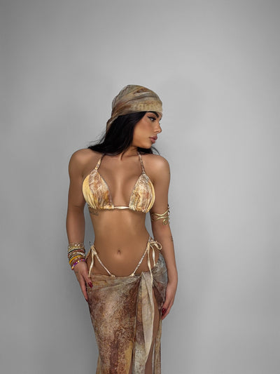 Set bikini + bandana + gonna Naomi Beige