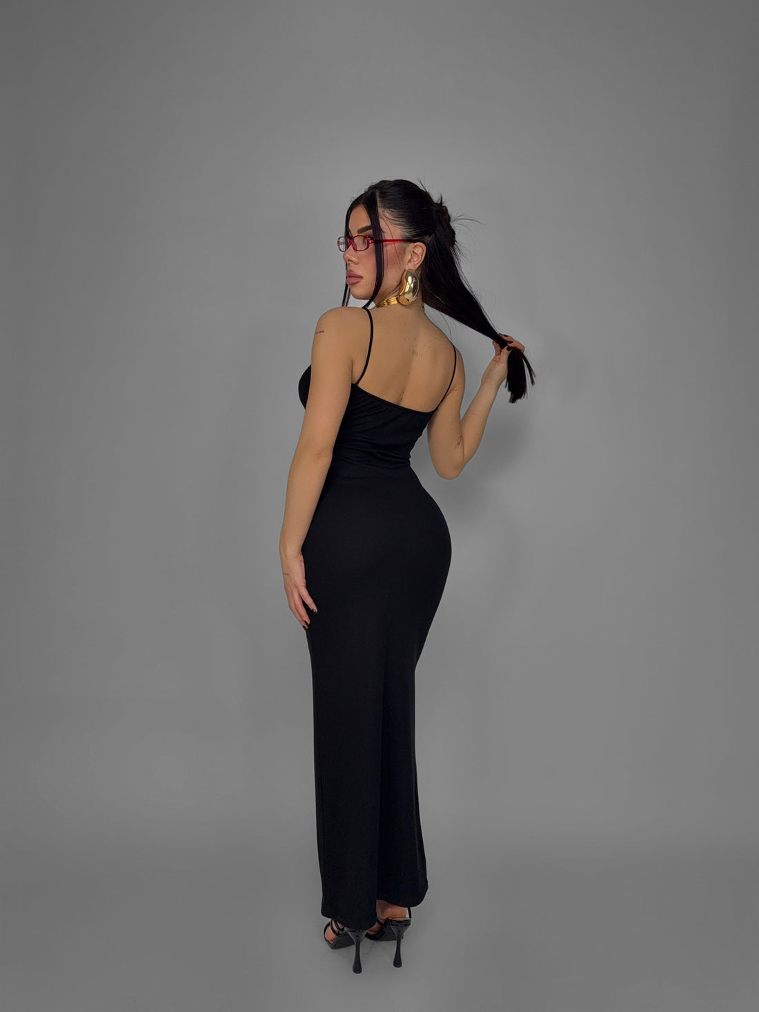Abito Long Ribbed-Black